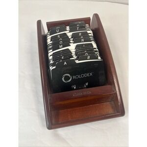 ROLODEX 1734241 Mahogany WoodTones Business Card Tray No Cover